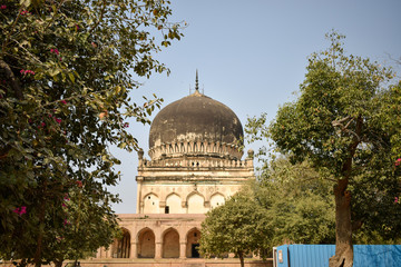 Fototapeta na wymiar Ancient Antique 400 Years Old Sultan Seven Qutub Shahi Rulers of Hyderabad Seven Tomb Stock Photography Image