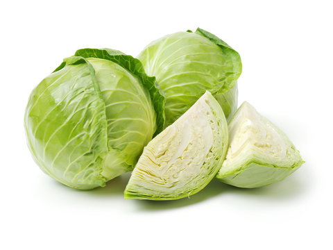 Green cabbage isolated on white background