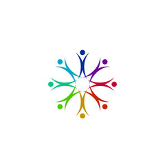 PEOPLE TOGETHER SIGN, SYMBOL COLORFUL RAINBOW ON WHITE