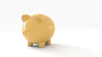 yellow piggy bank on a white background, 3D rendering