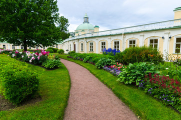 Large Menshikov Palace with a flowering garden