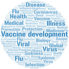 Fototapeta premium Vaccine development word cloud on white background.