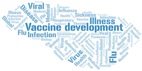 Fototapeta premium Vaccine development word cloud on white background.