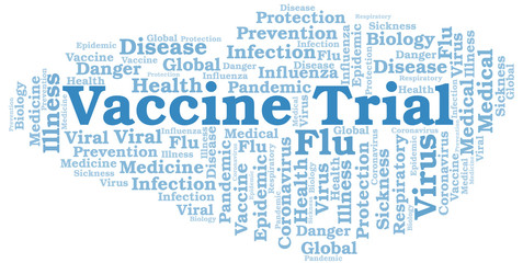Fototapeta premium Vaccine trial word cloud on white background.
