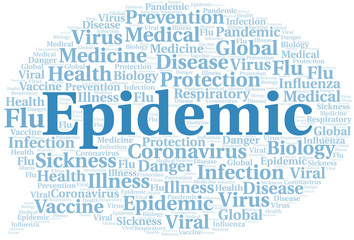 Epidemic word cloud on white background.
