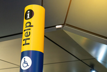 Help desk, meeting point, Information sign for disabled person and tourist at the international...