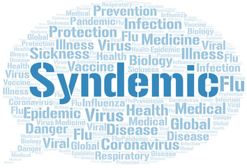 Obraz premium Syndemic word cloud on white background.