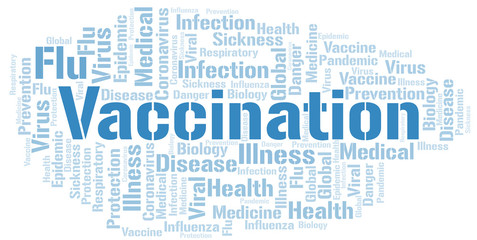 Fototapeta premium Vaccination word cloud on white background.