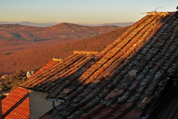 roofs of the city, sunset on the roof 