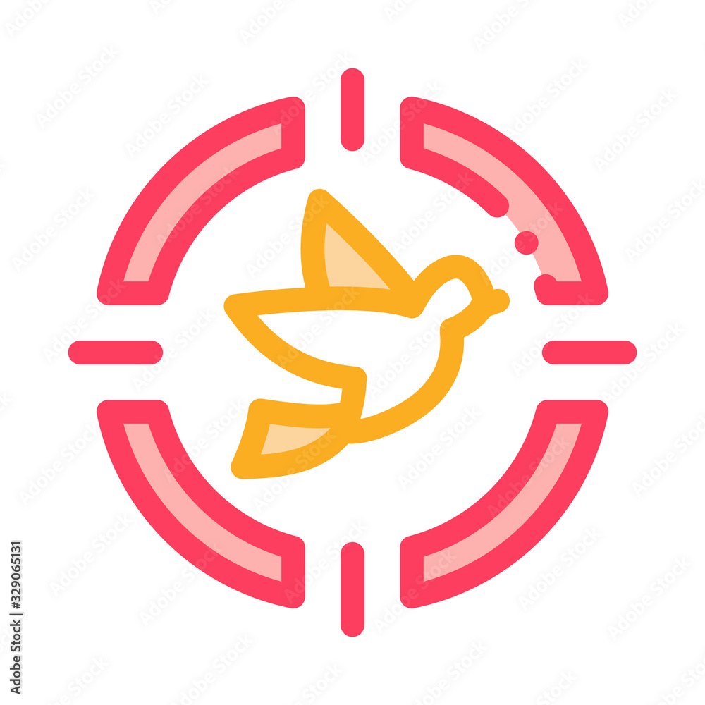 Canvas Prints Flying Bird At Gunpoint Icon Thin Line Vector. Fly Bird And Target, Seasonal Animal Hunting Concept Linear Pictogram. Color Outline Sign Color Isolated Contour Symbol Illustration