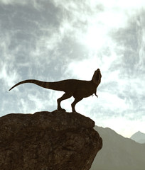 Tyrannosaurus rex on top of the peak,3d rendering