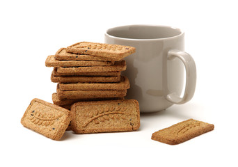 Fototapeta na wymiar Cookies made of whole grain cereals on a white background