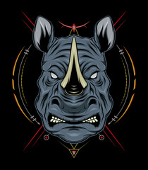 rhino vector logo design mascot with modern illustration concept style for badge, emblem and t shirt printing. angry rhinos illustration.A © AGORA