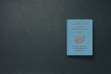Afghanistan Passport on dark background with copy space - 3D Illustration