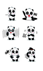 Naklejka premium Panda bear character design, cute on white background