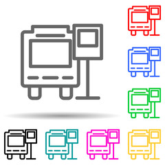 bus stop multi color style icon. Simple thin line, outline vector of web icons for ui and ux, website or mobile application