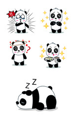 Panda bear character design, cute on white background © Aphichai