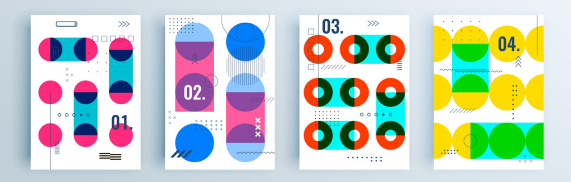 Modern abstract covers set, minimal covers design. Colorful geometric background, vector illustration.