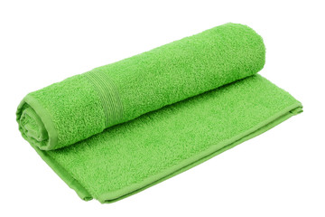 green twisted towel on a   isolate