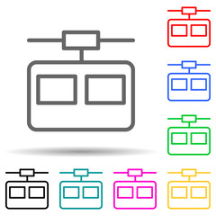 cable car cabin multi color style icon. Simple thin line, outline vector of web icons for ui and ux, website or mobile application