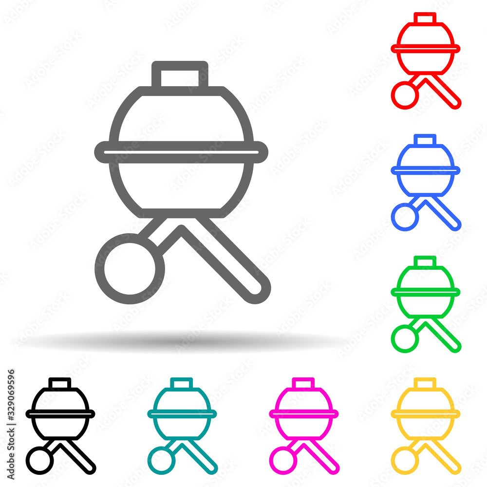 Poster b-b-q multi color style icon. simple thin line, outline vector of web icons for ui and ux, website o