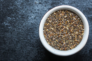 chia seeds (healthy diet) keto or paleo menu concept. food background. top view, copy space