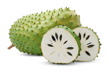 Soursop or custard apple fuite isolated on white background