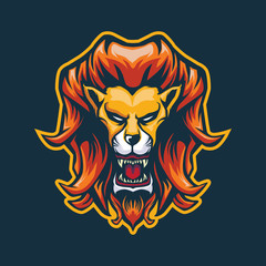 LION HEAD MASCOT LOGO ILLUSTRATION