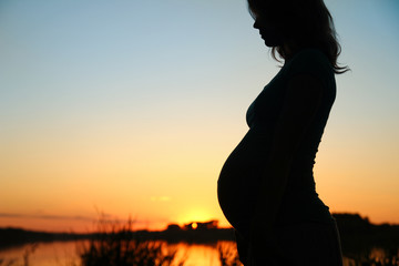 silhouette of  Pregnant woman