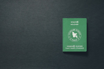 Bangladesh Passport on dark background with copy space - 3D Illustration