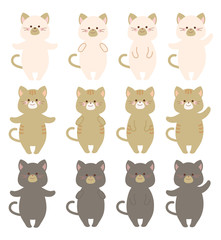ネコのイラスト　ポーズ違いセット
