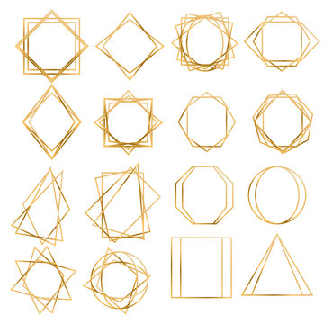 Gold Geometric Polygonal Frames