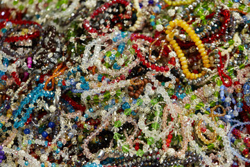 Pile of natural stone bracelets 