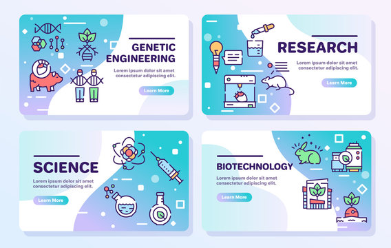 Bio technologies color linear vector icons set. Biotech concept. Editable stroke