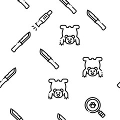 Hunting Seamless Pattern Vector Thin Line. Illustrations