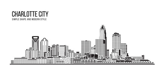 Obraz premium Cityscape Building Abstract Simple shape and modern style art Vector design - Charlotte city