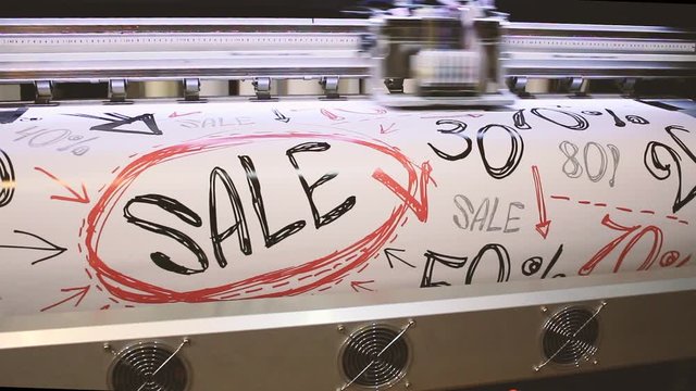 Sale image printing on wide format solvent plotter.
