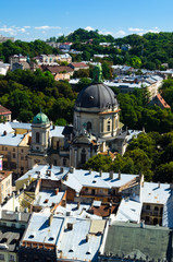 Panorama of the city of Lviv. Medieval city with red tiled roofs. A city for romantic people and...