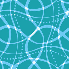 Wavy line grid seamless vector pattern background. Abstract water surface reflection backdrop. Hand drawn transparent swirling waves illustration. All over print for marine sport, ocean concept