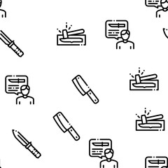 Knife Making Utensil Seamless Pattern Vector Thin Line. Illustrations