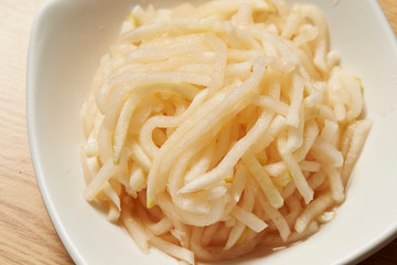 Korean pickled white radish dish 