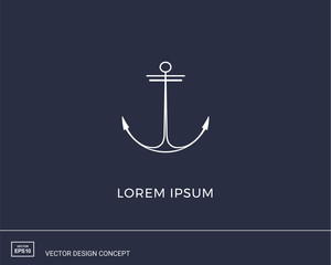 Anchor emblem. Modern minimal flat design style. Simple logotype template. Vector illustration.