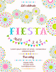 Fiesta announcing poster template with festive decorative elements. - 329082721