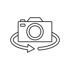 Camera front device panorama 360 icon. Simple line, outline vector elements of shooting equipment for ui and ux, website or mobile application