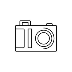 Camera front device icon. Simple line, outline vector elements of shooting equipment for ui and ux, website or mobile application