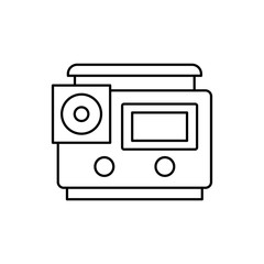 Action camera front device icon. Simple line, outline vector elements of shooting equipment for ui and ux, website or mobile application