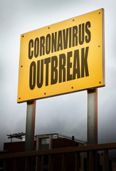 Fototapeta premium Coronavirus disease outbreak yellow warning sign.