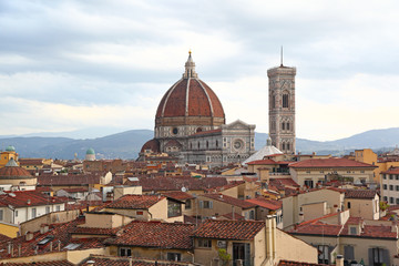 Fototapeta na wymiar Florence Skyline with the Duomo and Giotto's Belltower
