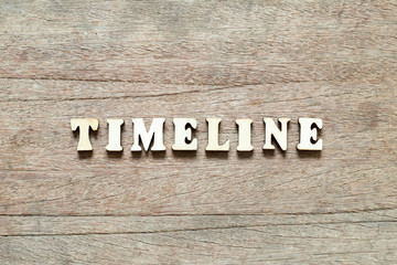 Letter block in word timeline on wood background