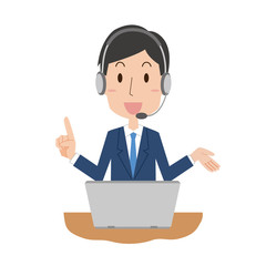 コールセンター　テレアポ　問い合わせ　男性　説明